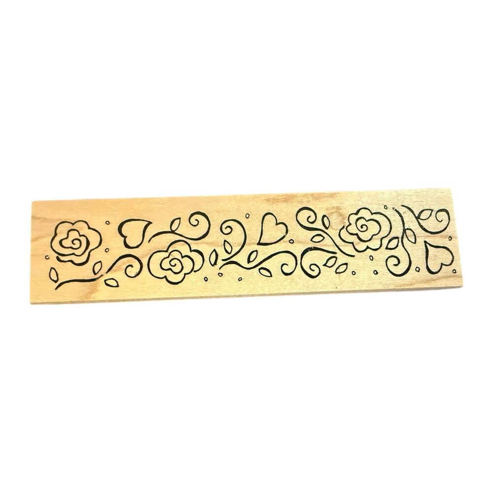 Great Impressions Heart Flower Trim Border G215 Rubber Stamp